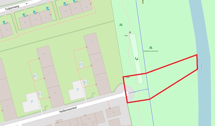 Lageplan mit Markierung des gesperrten Bereichs der Leineaue und des Leineradweges auf Höhe des Nelkenwinkels in Göttingen